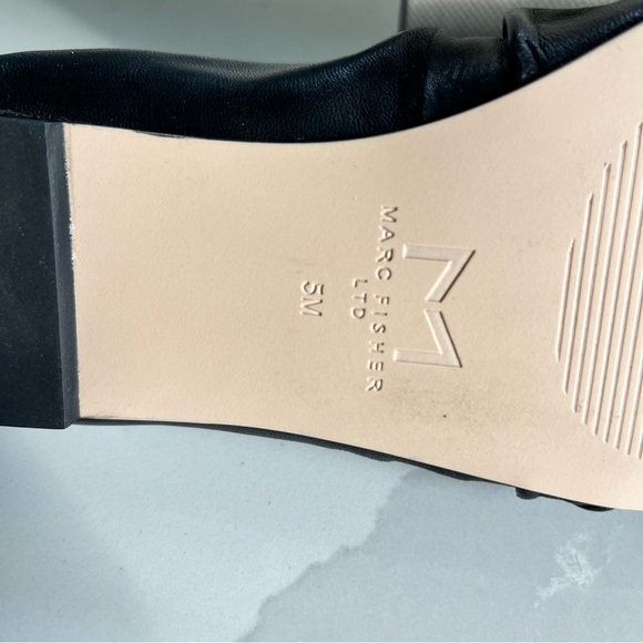 Marc Fisher LTD Ophia Black Leather Ruched Slip On Ballet Flats Women’s Sz 5 BNB - Picture 12 of 15